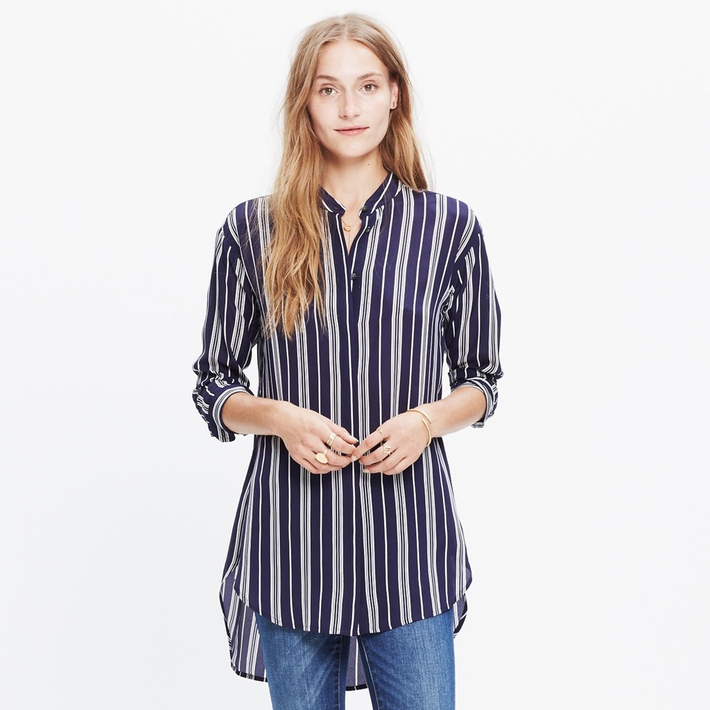 Madewell Mulberry Silk Tunic Blouse - Picture 1 of 6
